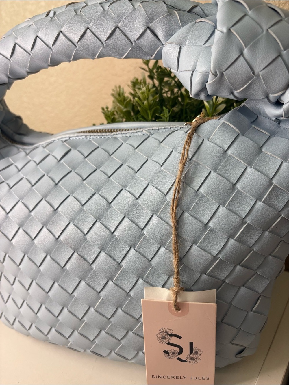 Sincerly Jules Light Blue Woven Hobo Bag - Picture 12 of 12